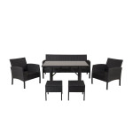 Paris Prix Salon De Jardin "Knock" 158cm Noir & Gris