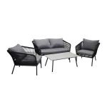 Paris Prix Salon De Jardin "Lindos" 134cm Noir & Gris