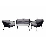 paris prix Salon de Jardin "Lindos" 134cm Noir & Gris
