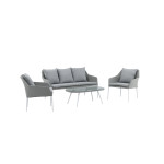 Paris Prix Salon De Jardin "Spoga" 151cm Gris & Blanc