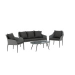 Paris Prix Salon De Jardin "Spoga" 151cm Gris & Noir