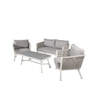 Paris Prix Salon De Jardin "Virya" 150cm Blanc & Gris