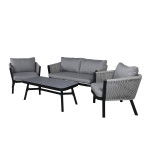 Paris Prix Salon De Jardin "Virya" 150cm Noir & Gris