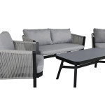 Paris Prix Salon De Jardin "Virya" 150cm Noir & Gris