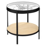 paris prix Table à Café en Verre "Pendule" 50cm Noir