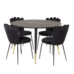 Paris Prix Table à Manger Ronde "Dipp" 115cm Noir & Or