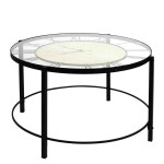 paris prix Table Basse Design "Horloge" 90cm Noir