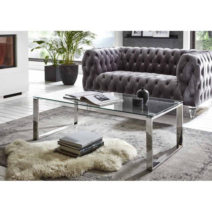 Paris Prix Table Basse Design "Hytin" 120cm Argent