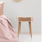 Paris Prix Table De Chevet 1 Tiroir "Bois" 48cm Rose