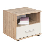 paris prix Table de Chevet "Dino" 45cm Chêne & Blanc