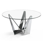 paris prix Table de Repas Ronde "Abril" 150cm Argent