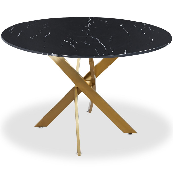 Paris Prix Table De Repas Ronde "Rixa" 120cm Noir & Or