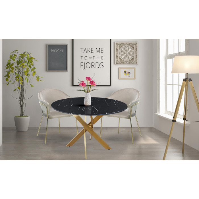 Paris Prix Table De Repas Ronde "Rixa" 120cm Noir & Or