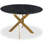 paris prix Table de Repas Ronde "Rixa" 120cm Noir & Or
