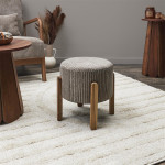 Paris Prix Tabouret Côtelé Rond "Scott" 35cm Taupe