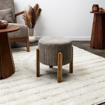 Paris Prix Tabouret Côtelé Rond "Scott" 35cm Taupe