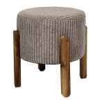 paris prix Tabouret Côtelé Rond "Scott" 35cm Taupe