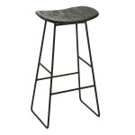 paris prix Tabouret de Bar en Bois "Teck" 74cm Noir