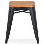 Paris Prix Tabouret Design "Ruso" 45cm Noir & Naturel
