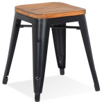 paris prix Tabouret Design "Ruso" 45cm Noir & Naturel