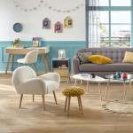 Paris Prix Tabouret Design "Tricot" 43cm Moutarde