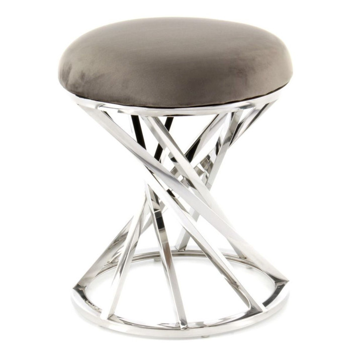 Paris Prix Tabouret Design "Wesley" 49cm Gris & Argent