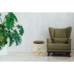 Paris Prix Tabouret Design "Whitney" 45cm Taupe & Or