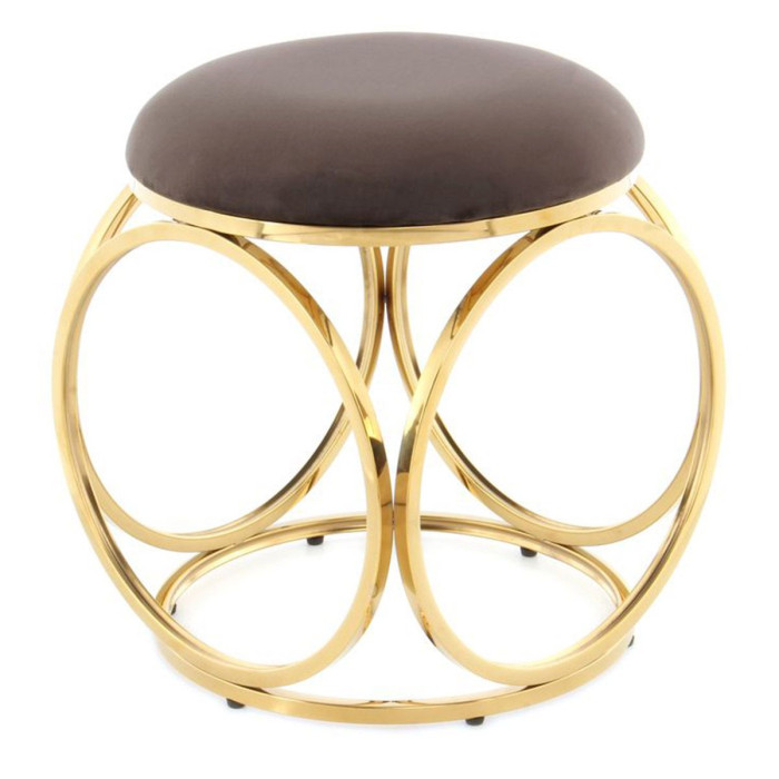 Paris Prix Tabouret Design "Whitney" 45cm Taupe & Or