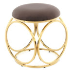 paris prix Tabouret Design "Whitney" 45cm Taupe & Or