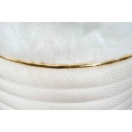 Paris Prix Tabouret En Tissu "Doric" 50cm Ivoire & Or