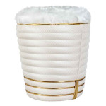 paris prix Tabouret en Tissu "Doric" 50cm Ivoire & Or