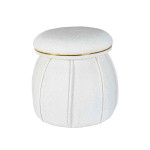 Paris Prix Tabouret Rond Déco "Corin" 55cm Blanc & Or