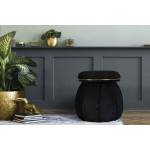Paris Prix Tabouret Rond Déco "Corin" 55cm Noir & Or