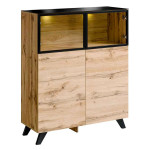 paris prix Vitrine LED "Thin" 123cm Noir & Naturel