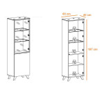 Paris Prix Vitrine LED "Thin" 197cm Noir & Naturel