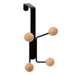 paris prix Patère de Porte "4 Boules" 18cm Noir & Naturel