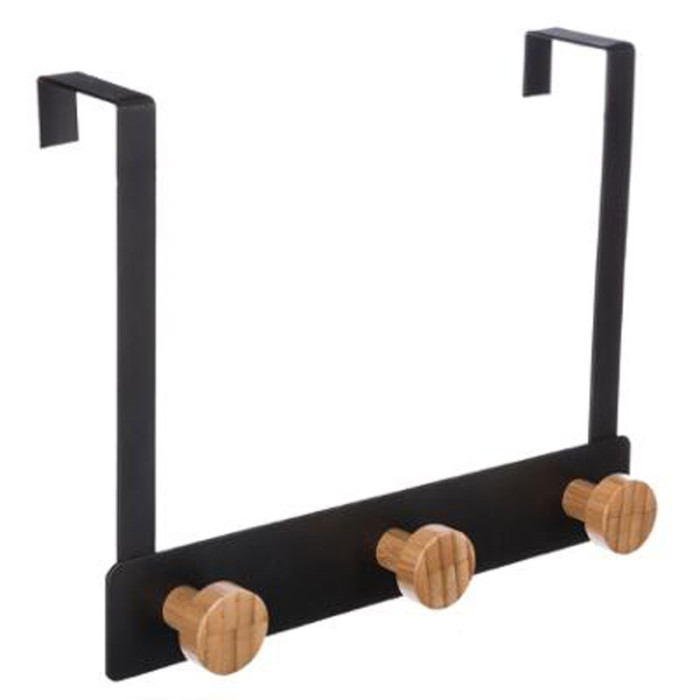 Paris Prix Patère En Métal & Bambou "3 Têtes" 20cm Noir