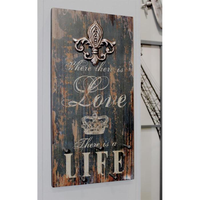 Paris Prix Patère Murale 5 Crochets "Love Life" 60cm Naturel
