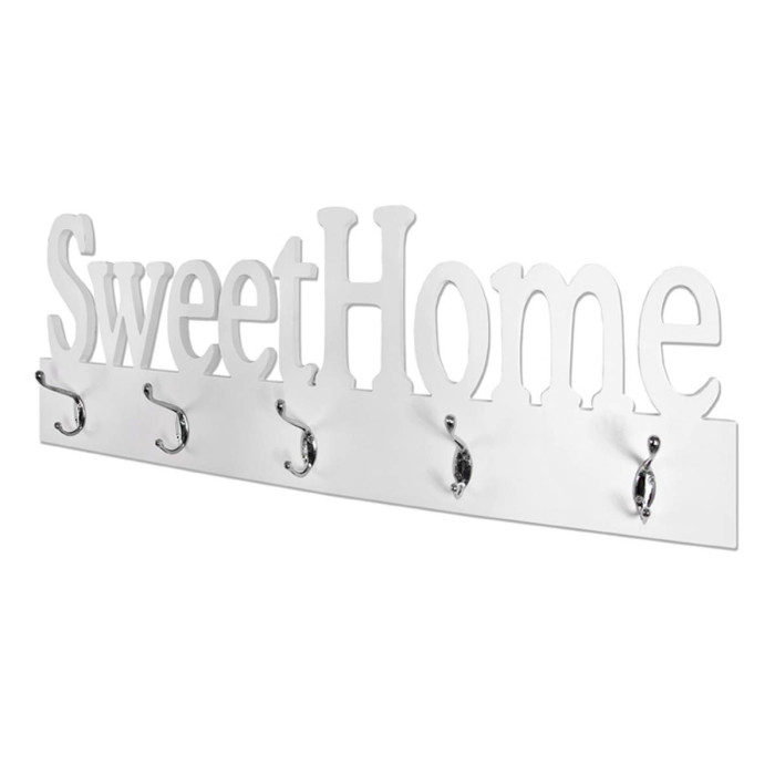 Paris Prix Patère Murale 5 Crochets "Sweet Home" 74cm Blanc