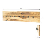 Paris Prix Patère Murale 7 Crochets "Royal Oak" 80cm Naturel