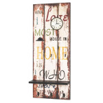 paris prix Patère Murale 8 Crochets "Horloge & Étagère" 100cm Rouge