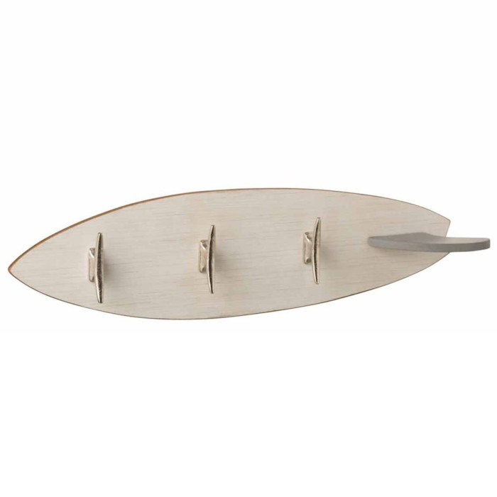 Paris Prix Patère Murale En Bois "Surf" 66cm Beige & Argent
