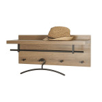 Paris Prix Patère Murale & Étagère "Miranda" 75cm Chêne Foncé & Noir