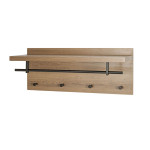 paris prix Patère Murale & Étagère "Miranda" 75cm Chêne Foncé & Noir