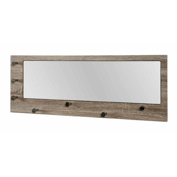 Paris Prix Patère Murale & Miroir "Bora" 80cm Chêne Foncé
