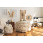 Paris Prix Pouf Bohème Fait à La Main "Bohist" 50cm Naturel
