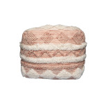 Paris Prix Pouf Bohème Fait à La Main "Bohist" 50cm Rose & Crème