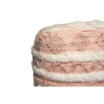 Paris Prix Pouf Bohème Fait à La Main "Bohist" 50cm Rose & Crème