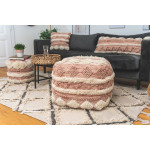 Paris Prix Pouf Bohème Fait à La Main "Bohist" 50cm Rose & Crème