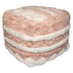 paris prix Pouf Bohème Fait à la Main "Bohist" 50cm Rose & Crème